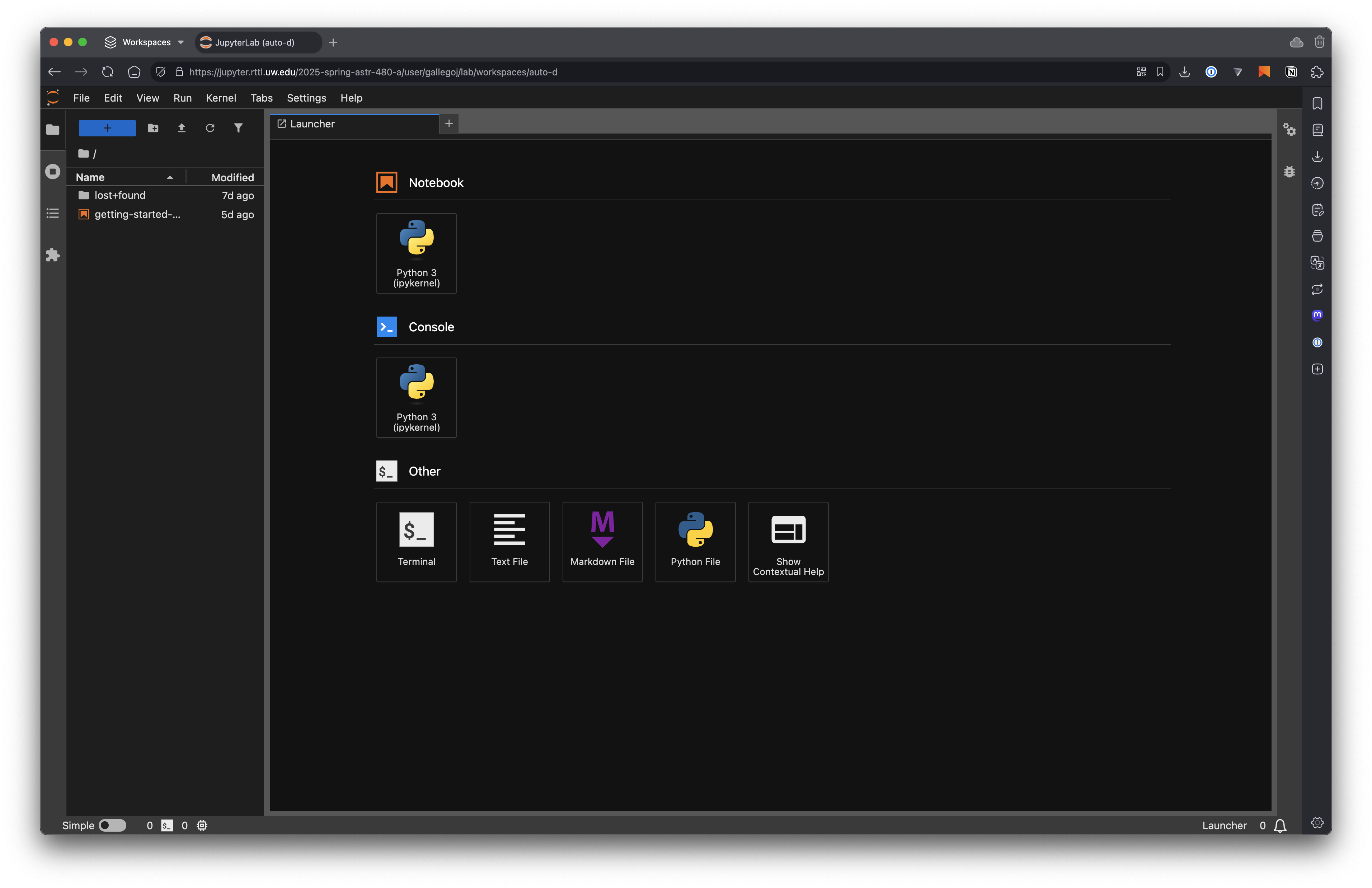JupyterHub interface